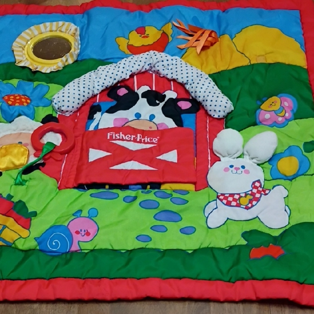 Fisher-Price Vintage Red and Green Farm Activity Mat